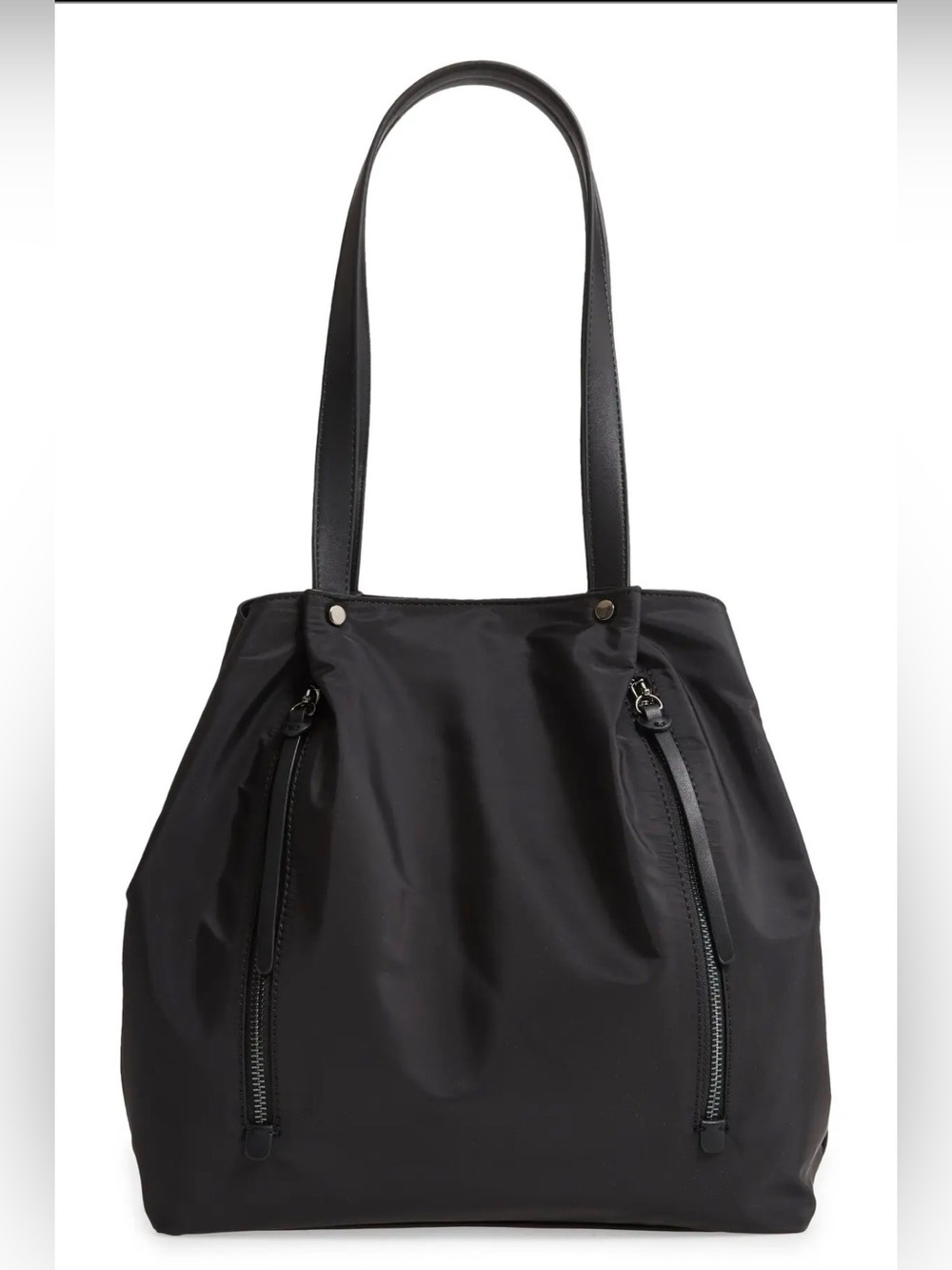 Nordstrom Black Nylon Shoulder Tote with Front Zip Details